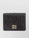Miu Miu Lamb Leather Wallet Compact Design Gold-toned Hardware