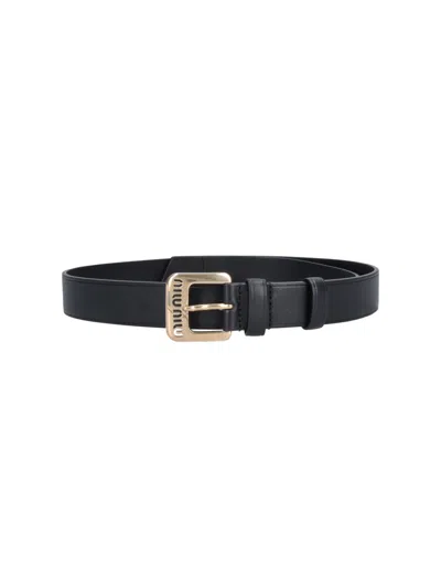 Miu Miu Lambskin Belt In Black