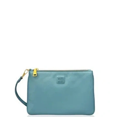 Pre-owned Miu Miu Lambskin Clutch In Blue