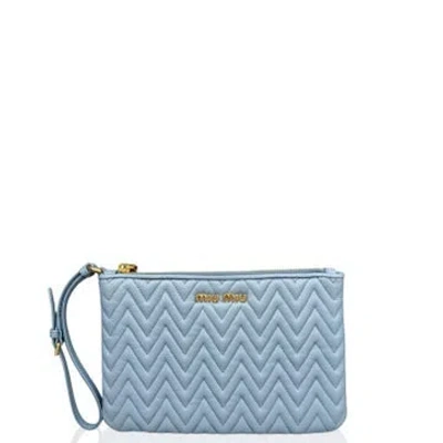 Pre-owned Miu Miu Lambskin Clutch In Blue