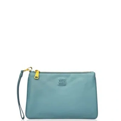 Pre-owned Miu Miu Lambskin Clutch In Blue