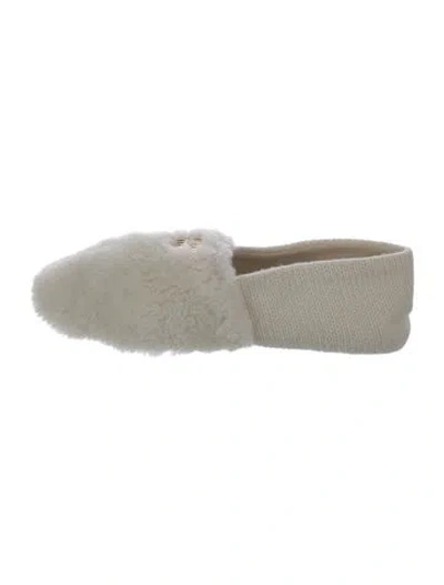 Pre-owned Miu Miu Lambskin Flats In Neutral