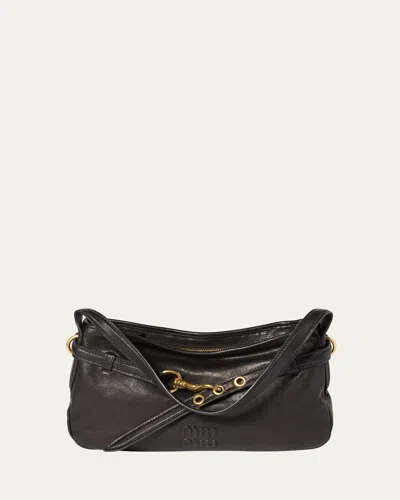 Miu Miu Lambskin Leather Shoulder Bag In Black