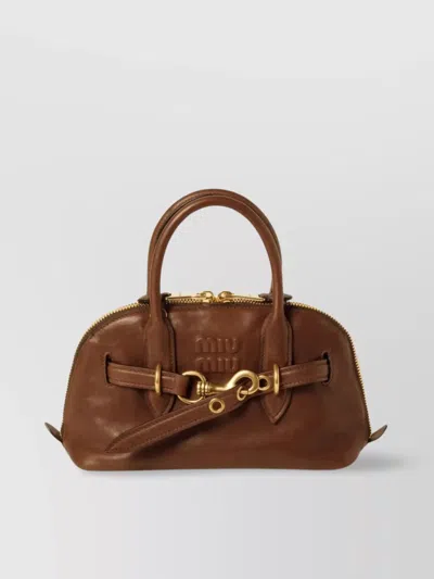 Miu Miu Lambskin Leather Shoulder Bag In Silver