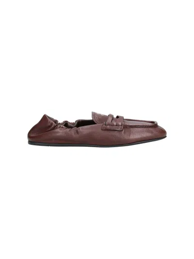 Miu Miu Lambskin Moccasins In Brown