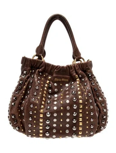 Pre-owned Miu Miu Lambskin Nappa Monk Vintage In Brown