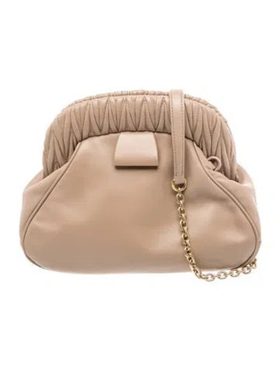 Pre-owned Miu Miu Lambskin Nappa Pochette In Neutrals