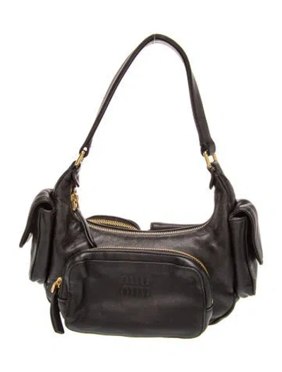 Pre-owned Miu Miu Lambskin Pocket In Black