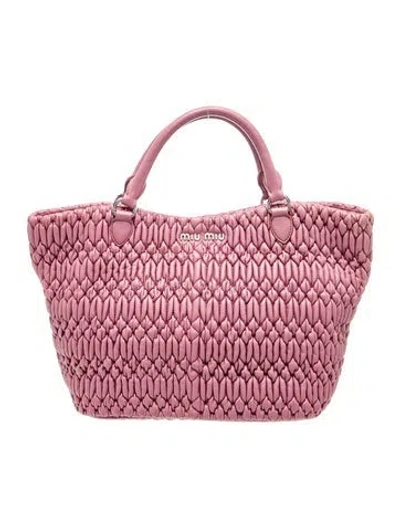 Pre-owned Miu Miu Lambskin Shoulder Bag In Pink