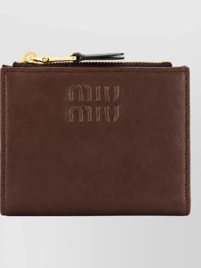 Miu Miu Lambskin Small Wallet In Brown