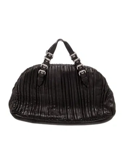 Pre-owned Miu Miu Lambskin Top Handle Bag In Black