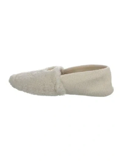 Pre-owned Miu Miu Lambswool Flats In White