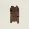 Miu Miu Lamé Crew-neck Sweater In Brown