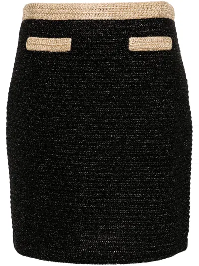 Miu Miu Lamé Knitted Miniskirt In Black