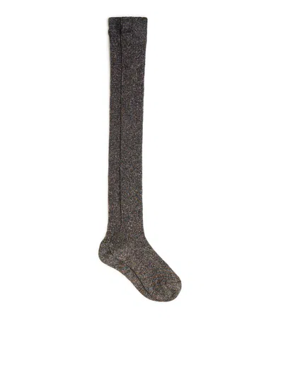 Miu Miu Lame` Socks In Gray