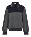 Miu Miu Womens Antracite Blu Asymmetric Jersey Polo Jacket Xs In Gray