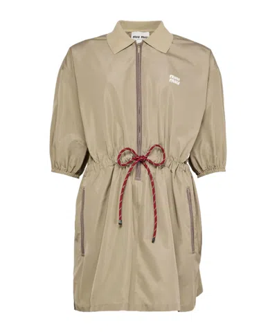 Miu Miu Lapel Short-sleeved Dress In Nude