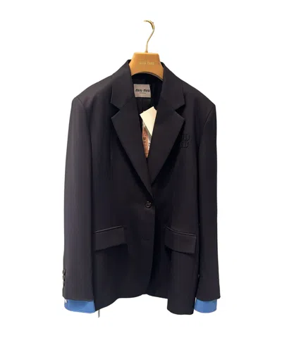 Miu Miu Lapel Suit Coat In Black