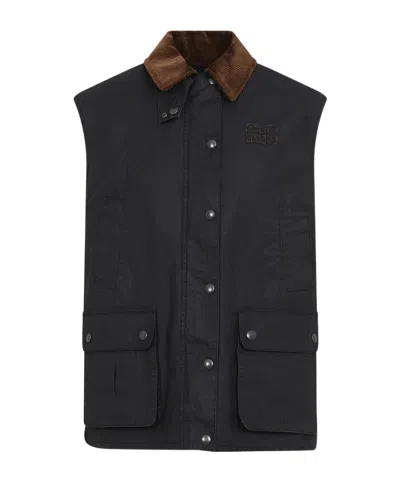 MIU MIU RESIN-FINISH POPLIN VEST