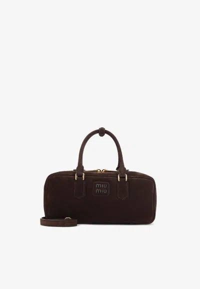 Miu Miu Large Arcadie Top Handle Bag In Brown