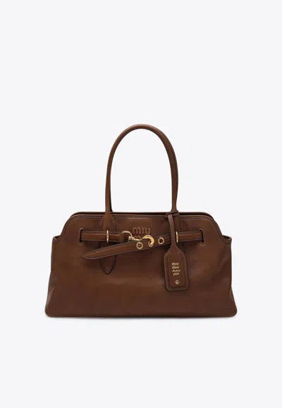 Miu Miu Large Aventure Nappa Leather Shoulder Bag