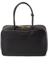 Miu Miu Black Bauletto Bag Zip Embossed Logo In Black