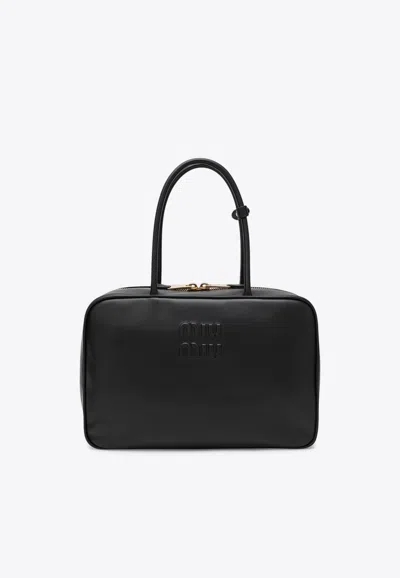 Miu Miu Large Beau Leather Shoulder Bag In Black