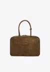 Miu Miu Large Beau Suede Top Handle Bag In Green