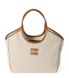 Miu Miu Large Canvas-leather Ivy Tote Bag