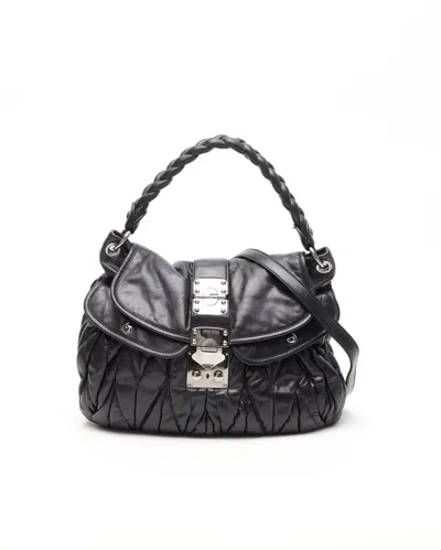 Miu Miu Large Coffer Hobo Bag In Black