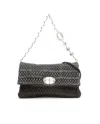 Miu Miu Large Crystal Cloqué Shoulder Bag In Black