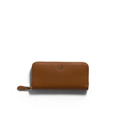 Miu Miu Large Leather Wallet In Brown