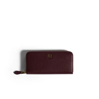 Miu Miu Large Leather Wallet In Burgundy