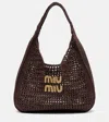 Miu Miu Logo Embroidery Raffia-effect Shopper