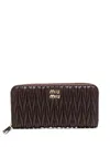 Miu Miu Large Matelassé Leather Wallet In Black