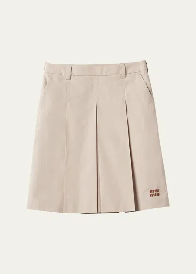 Miu Miu Large Pleated Knee-length Skirt In Brown