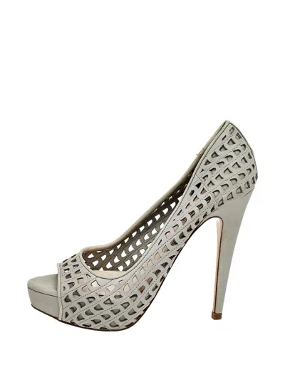 Pre-owned Miu Miu Laser-cut Platform Pumps In Gray