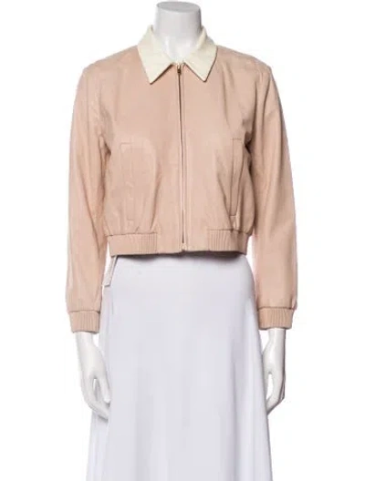 Pre-owned Miu Miu Late 2000's - Early 2010's Leather Bomber Jacket In Neutral