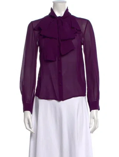 Pre-owned Miu Miu Late 2000's - Early 2010's Silk Blouse In Purple