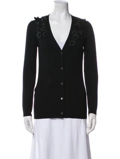 Pre-owned Miu Miu Late 2000's - Early 2010's V-neck Sweater In Black