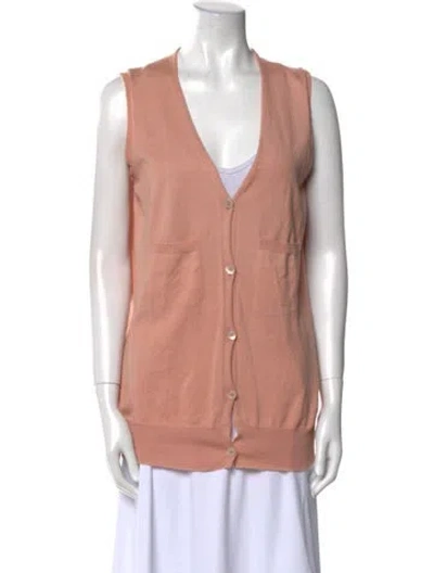 Pre-owned Miu Miu Late 2000's - Early 2010's V-neck Sweater In Pink