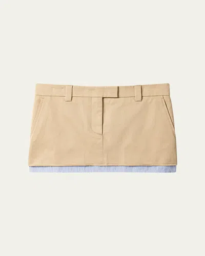 Miu Miu Layered Cotton Mini Skirt In Nude