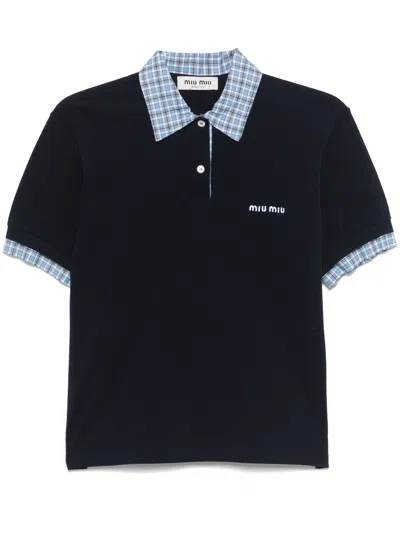 Miu Miu Poloshirt Im Layering-look In Blau