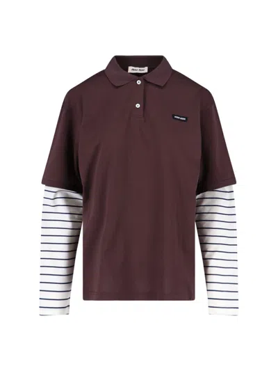 Miu Miu Layered Logo Polo Shirt
