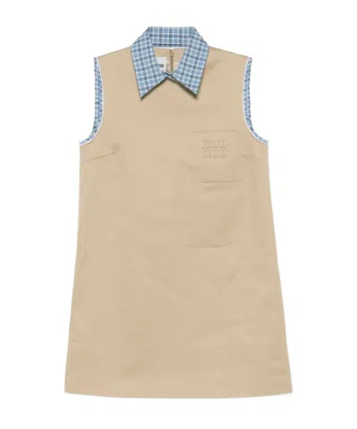 MIU MIU MIU MIU LAYERED SLEEVELESS MINI DRESS