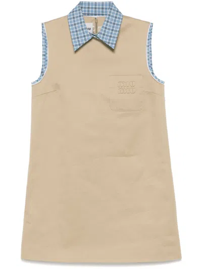 Miu Miu Minikleid Im Layering-look In Beige