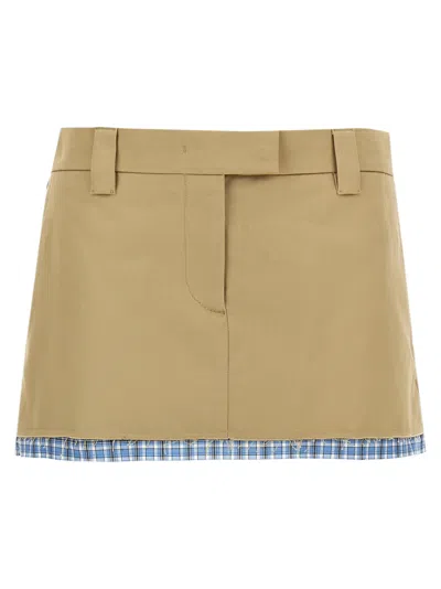 Miu Miu Layered Mini Skirt Skirts Beige