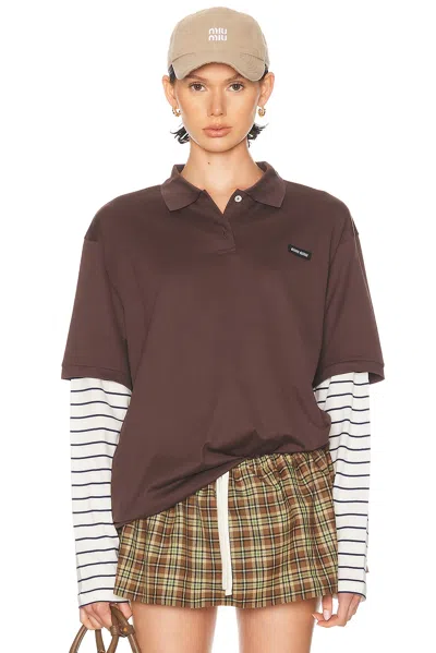 Miu Miu Layered Polo Top In Multi