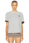 Miu Miu Striped Cotton T-shirt In White