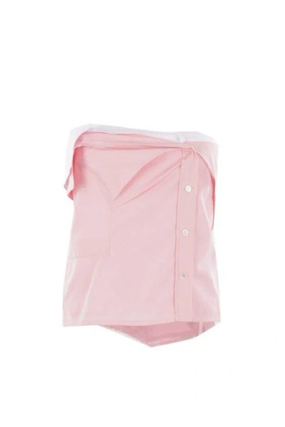 Miu Miu Layered Strapless Top In Pink